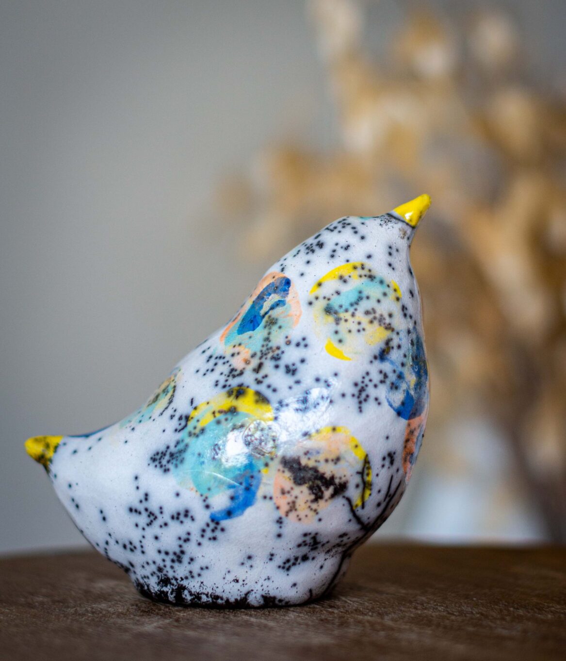 CERAMIC STYLIZED ABSTRACT BIRD OF HAPPINESS HAND MODELLED AND RAKU FIRED No 282-ISLA - Image 3