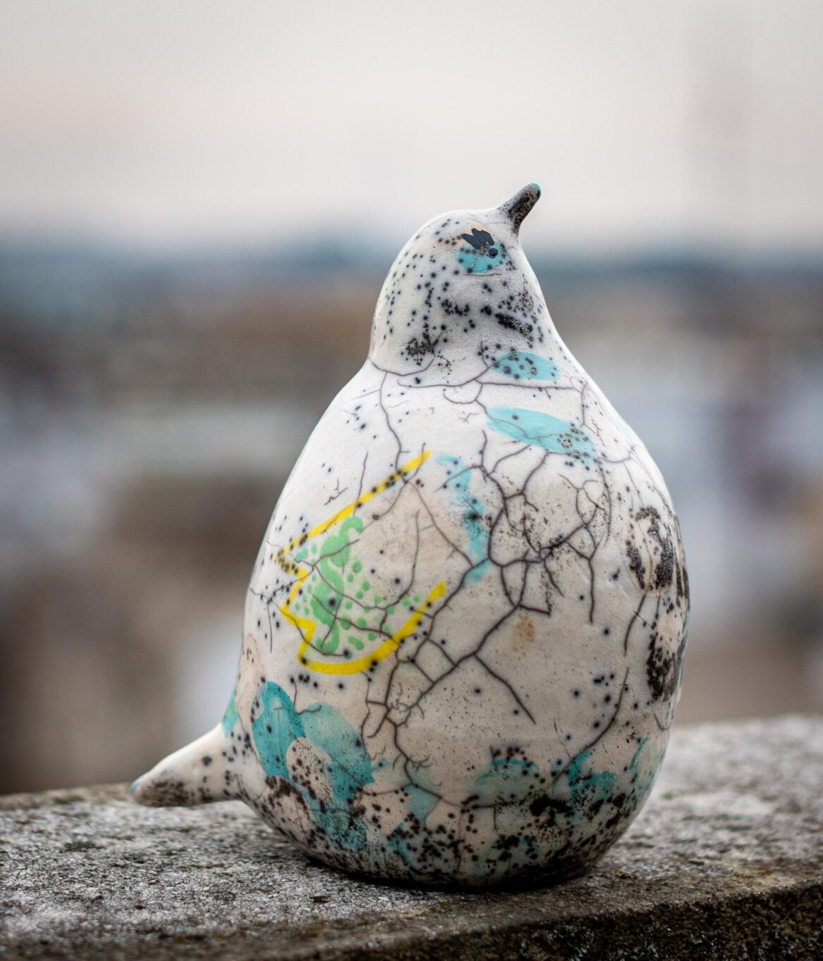CERAMIC STYLIZED RAKU FIRED ABSTRACT BIRD OF HAPPINESS no 296 GLORIA - Image 4