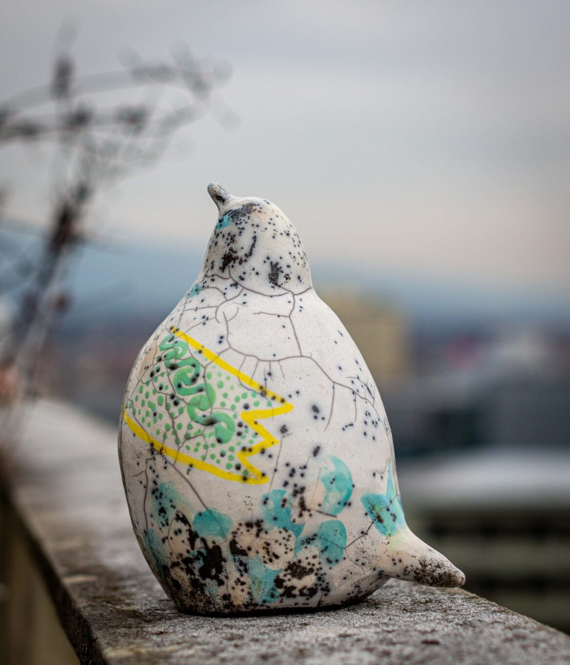 CERAMIC STYLIZED RAKU FIRED ABSTRACT BIRD OF HAPPINESS no 296 GLORIA - Image 3